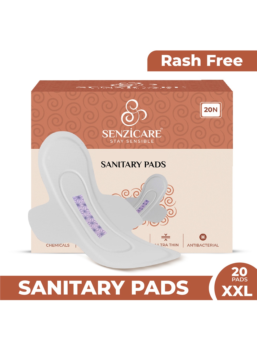 

Senzicare Graphene Anion Ultra Thin Breathable Sanitary Pads-20-Pcs XXL, White