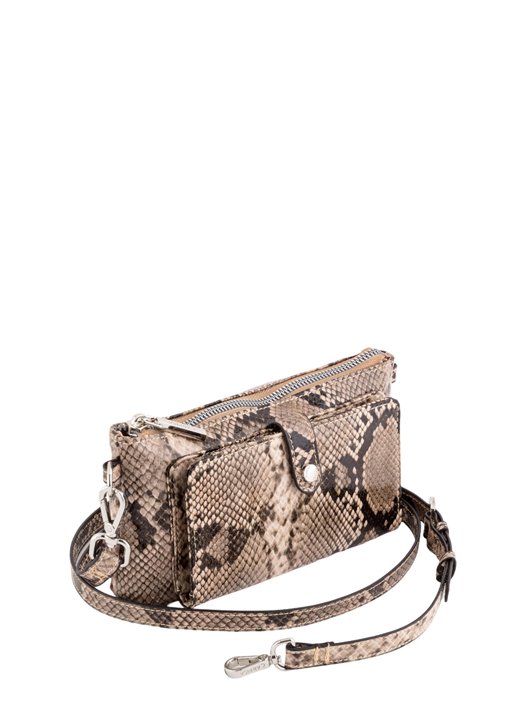 

CARPISA Women Abstract Printed PU Integrated Wallet with Detachable Strap, Brown