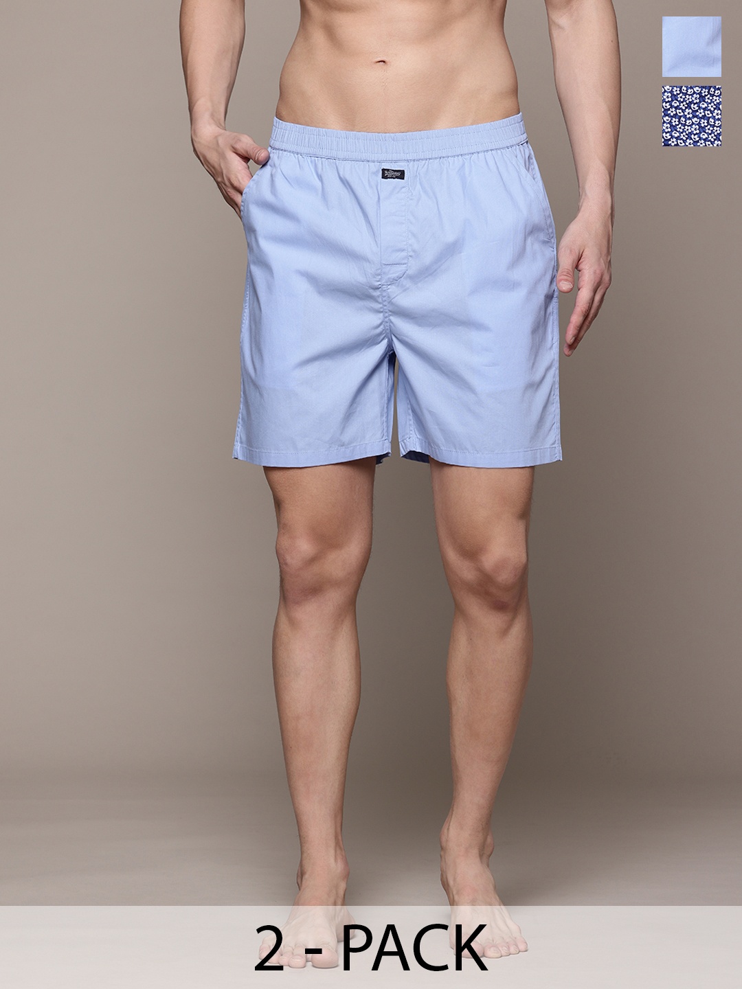 

Roadster Men Pack Of 2 Assorted Pure Cotton Boxers, Blue