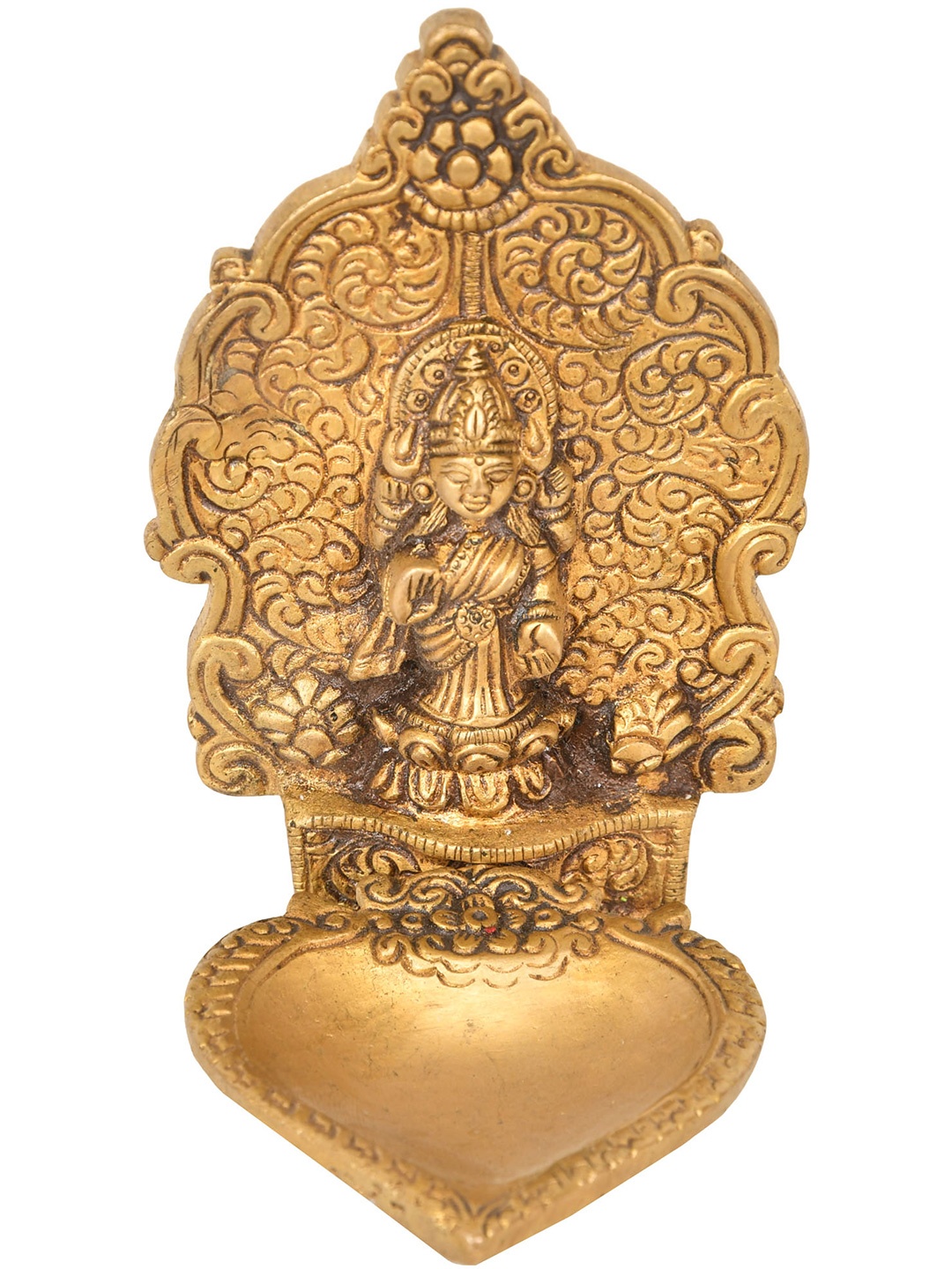 

Exotic India Gold-Toned Brass Goddess Lakshmi Wick Diya