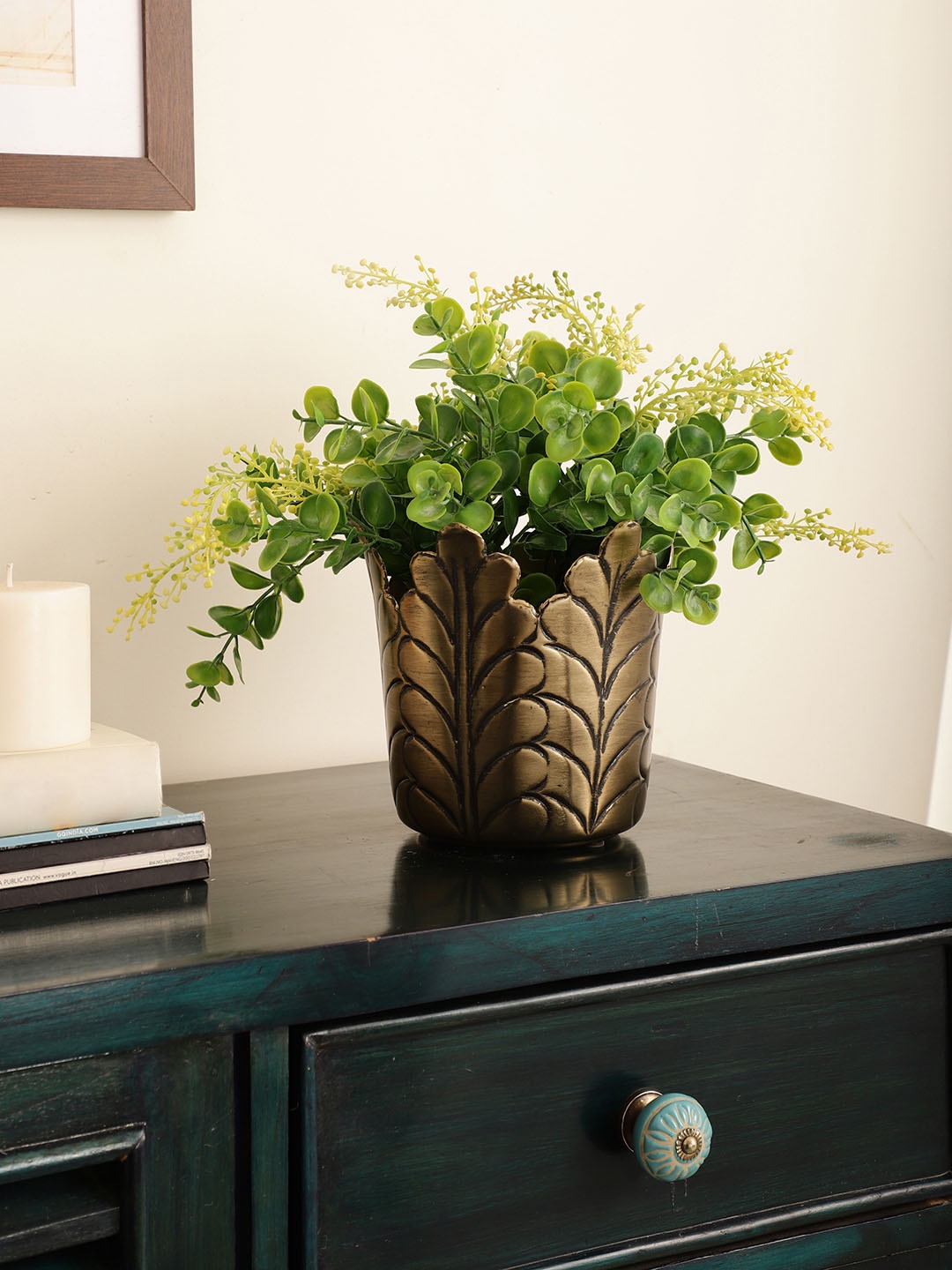 

Maison Modern Nature's Imprint Gold-Toned Textured Stainless Steel Planter With Stand