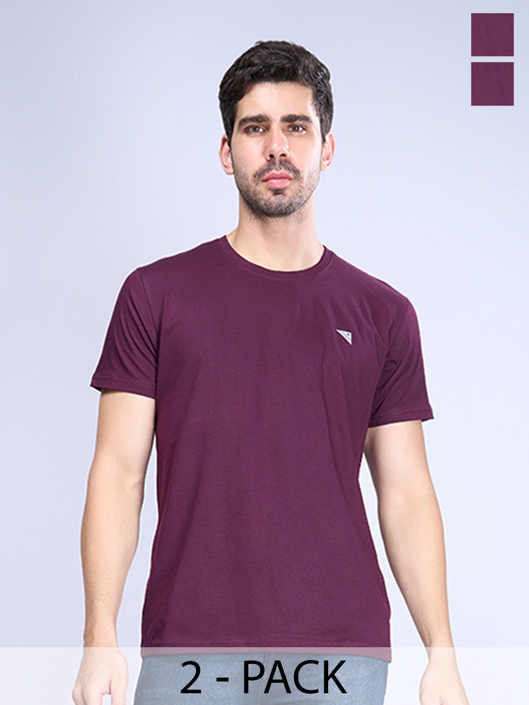 

Unibro Men Pack of 2 Cotton Half Sleeve T Shirts, Purple