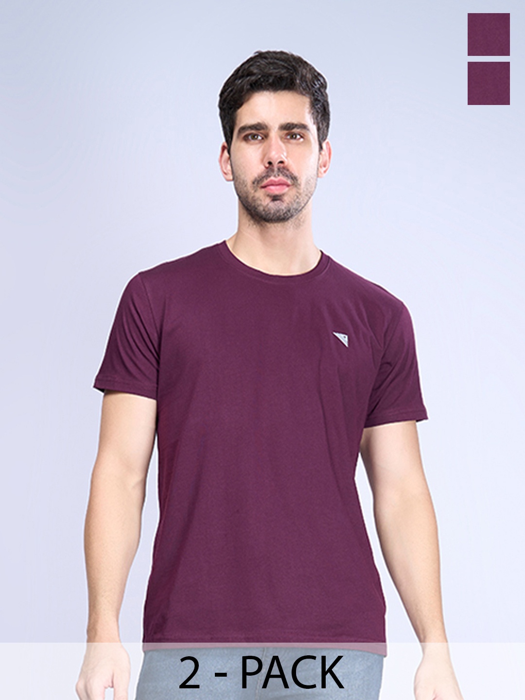 

Unibro Men Pack of 2 Cotton Half Sleeve T Shirts, Purple