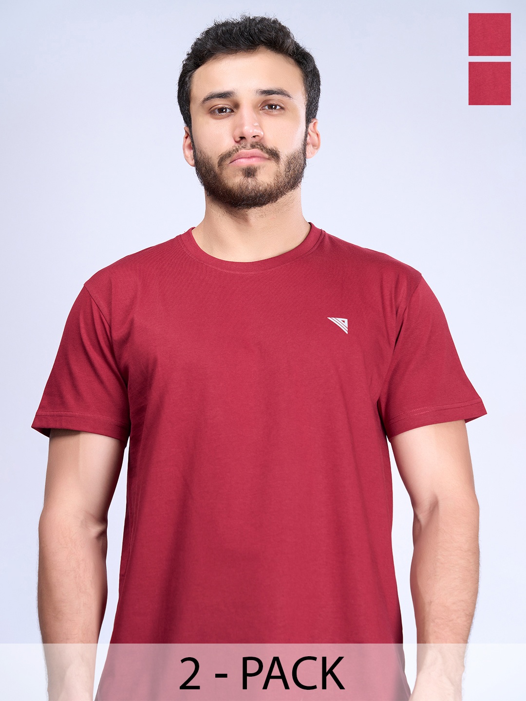 

Unibro Men Pack of 2 Cotton Half Sleeve T Shirts, Maroon