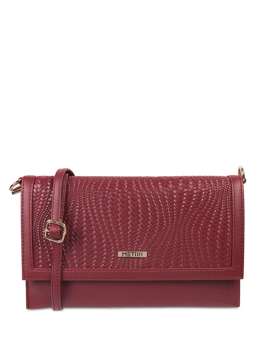 

Metro Textured Structured Sling Bag with Tasselled, Maroon