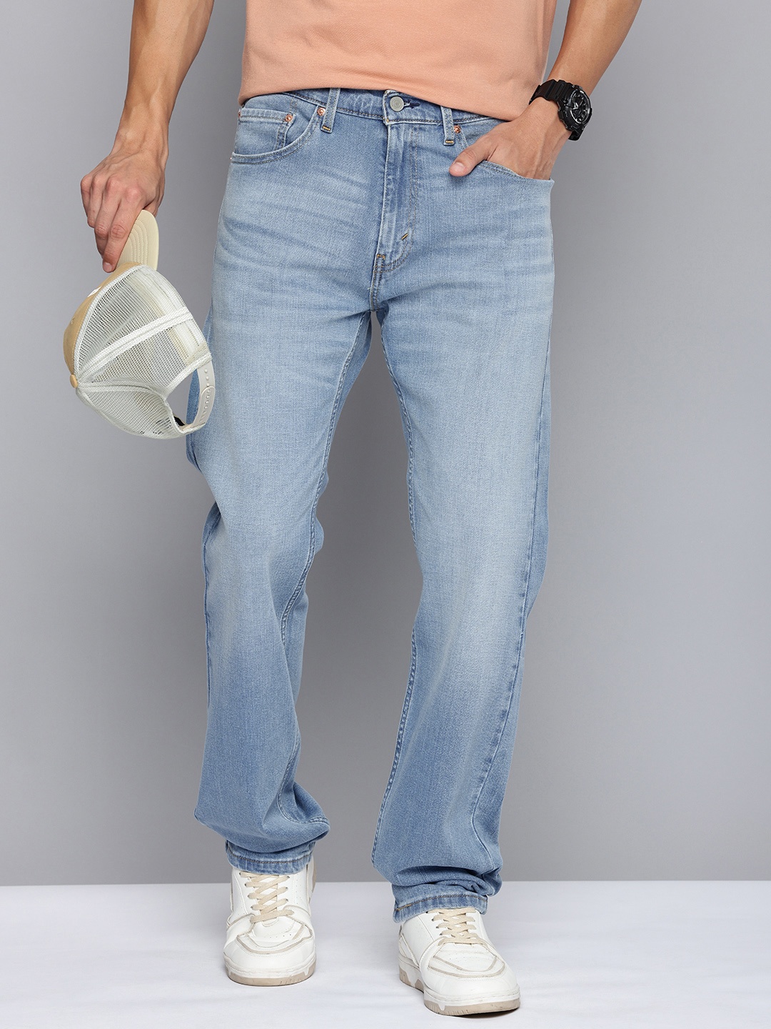 

Levis Men 505 Light Shade Heavy Fade Stretchable Jeans, Blue
