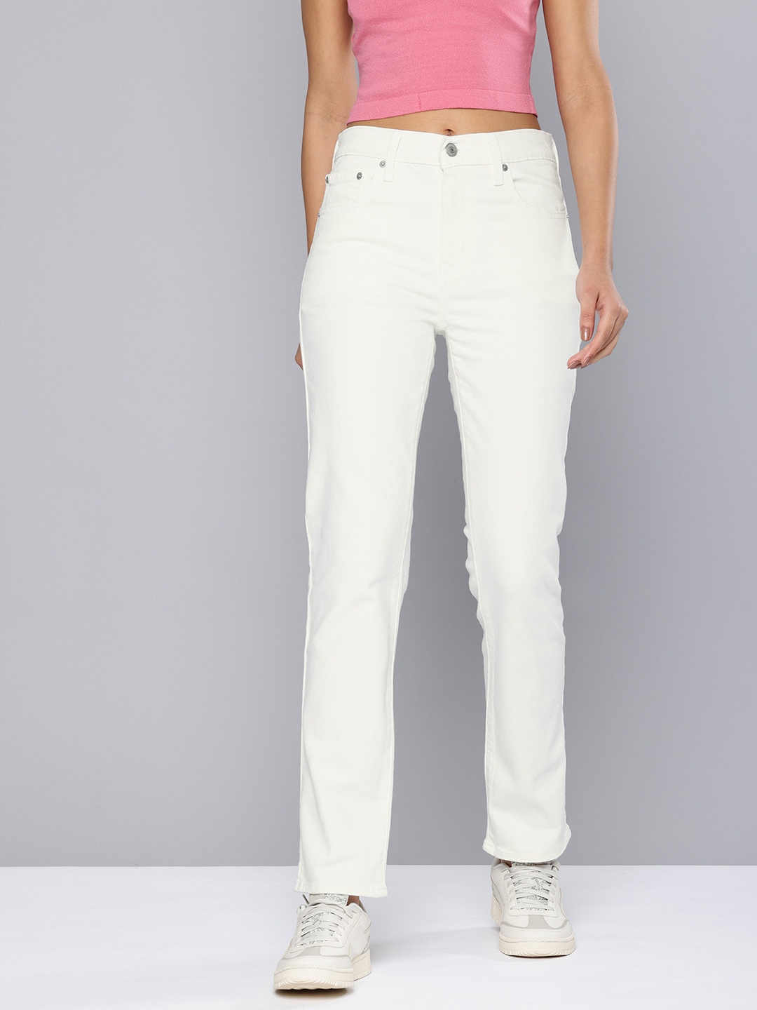 

Levis Women 724 Slim Straight Fit High-Rise Stretchable Jeans, White