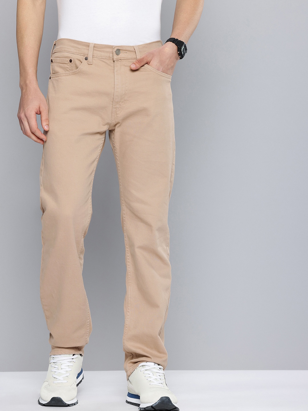 Levis Men 505 Stretchable Jeans, Beige