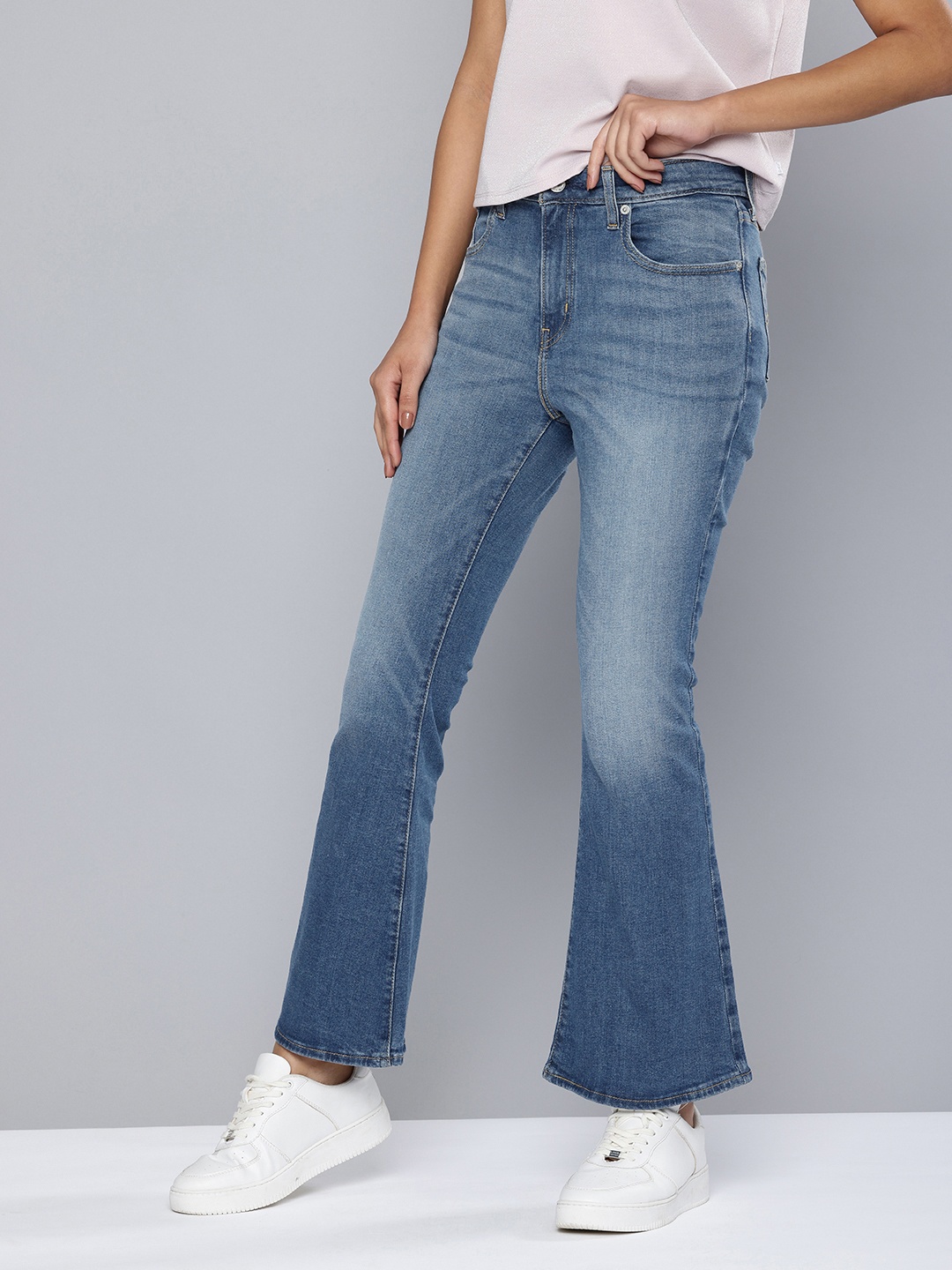 

Levis Women 726 Slim Flared High-Rise Heavy Fade Stretchable Jeans, Blue