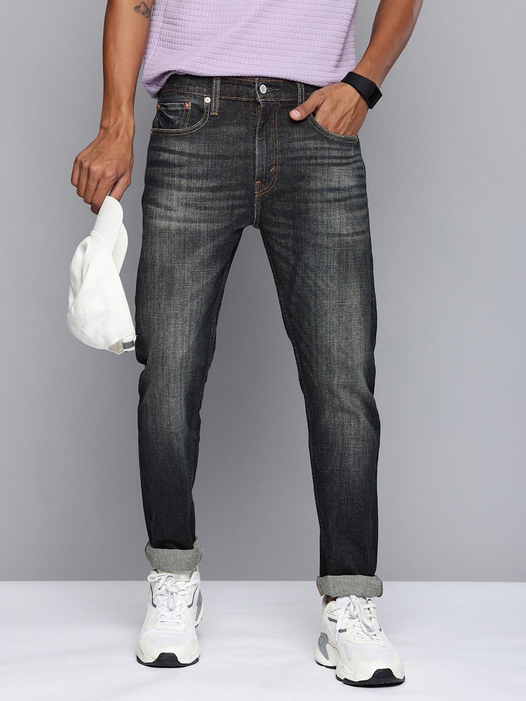 

Levis Men 512 Slim Tapered Fit Heavy Fade Stretchable Jeans, Navy blue