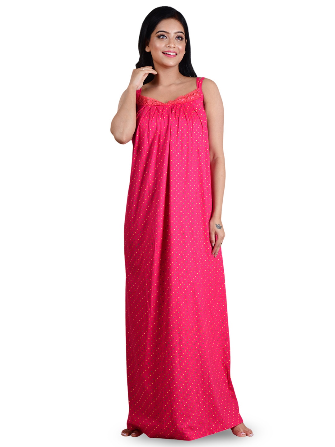 

DUI KONNA Women Polka Dot Printed Maxi Dress, Pink
