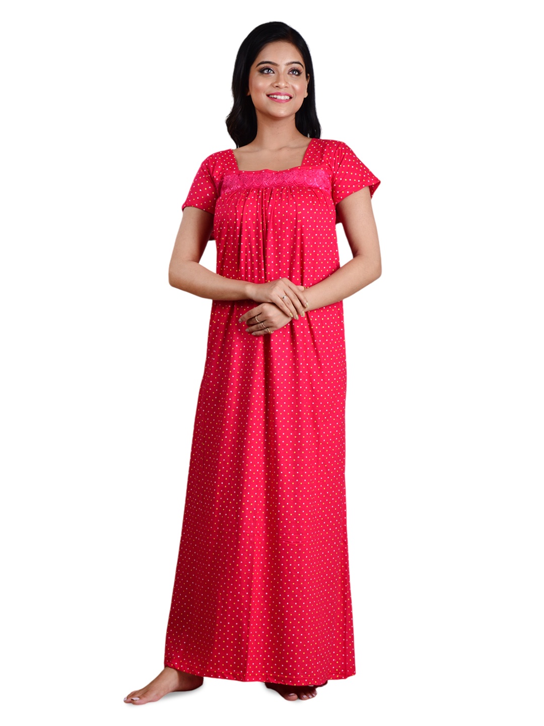 

DUI KONNA Women Polka Dot Printed Maxi Dress, Pink