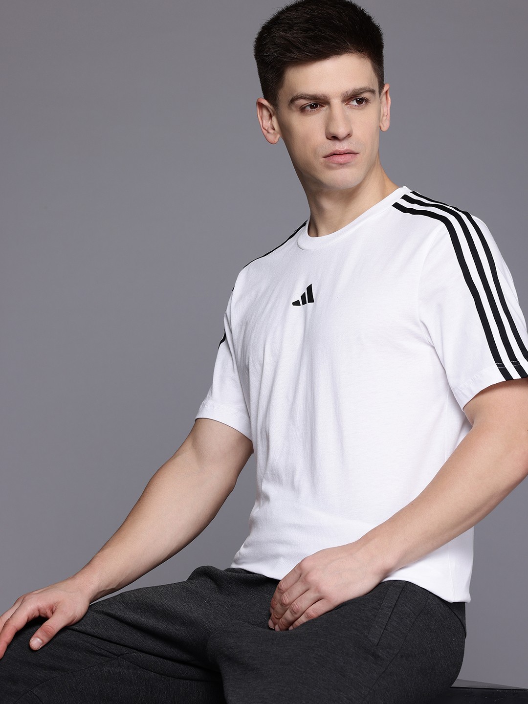 

ADIDAS 3-Striped Cotton T-shirt, White