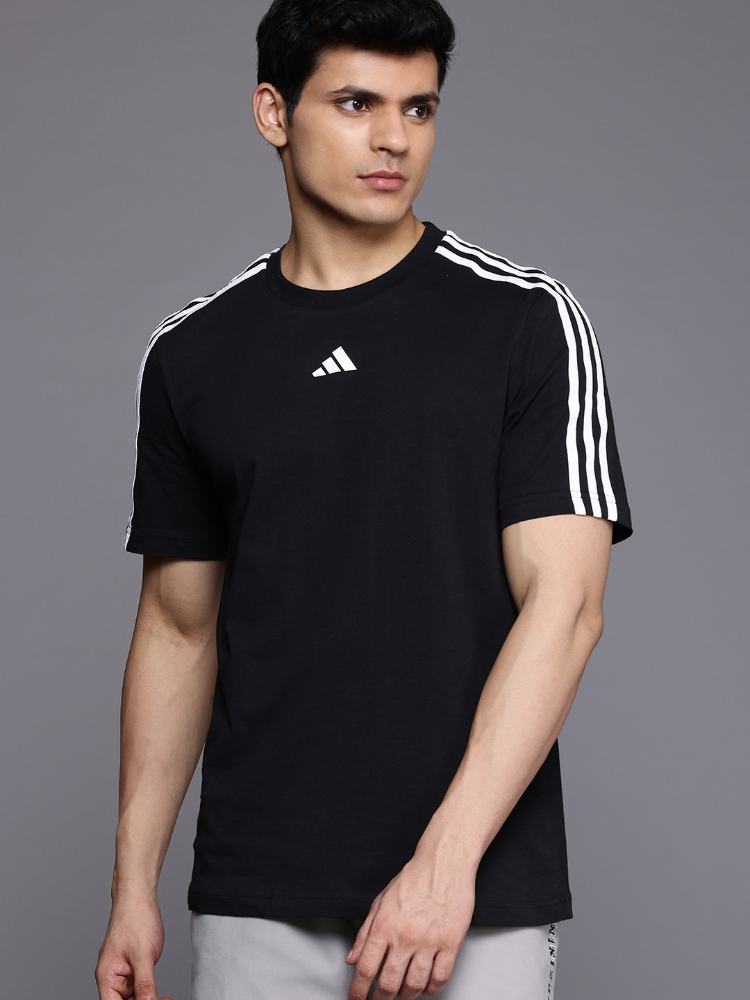 

ADIDAS 3-Striped Cotton T-shirt, Black