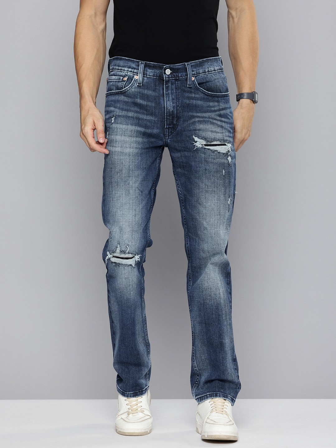 

Levis Men 511 Slim Fit Mildly Distressed Heavy Fade Stretchable Jeans, Blue