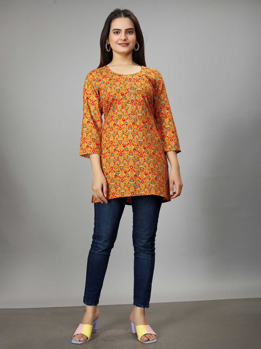 

SARRAS Printed Tunic, Yellow