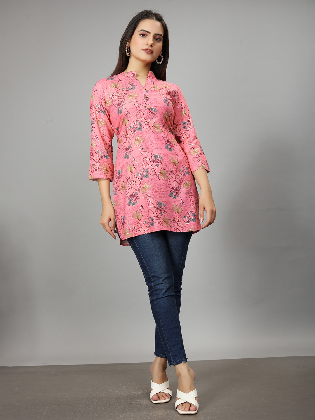 

SARRAS Printed Straight Kurti, Pink