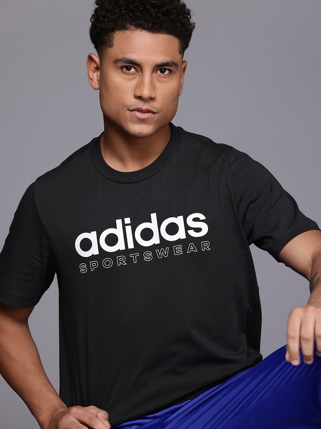 

ADIDAS Typography Printed T-shirt, Black