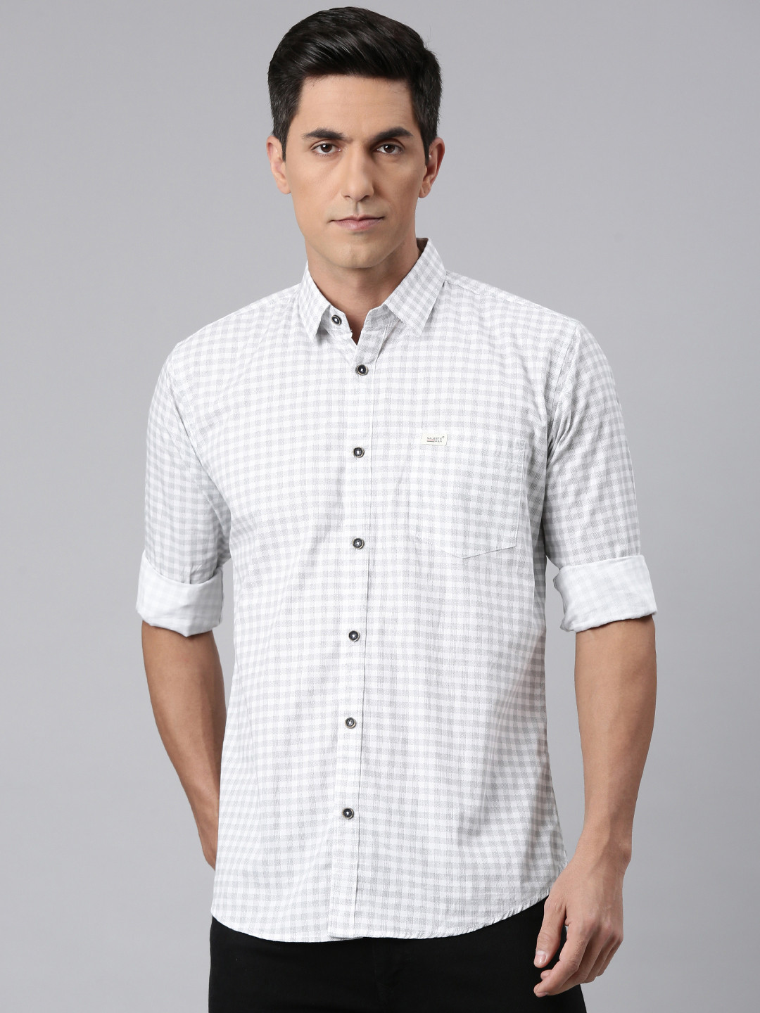 

Majestic Man Comfort Slim Fit Gingham Checked Casual Shirt, White