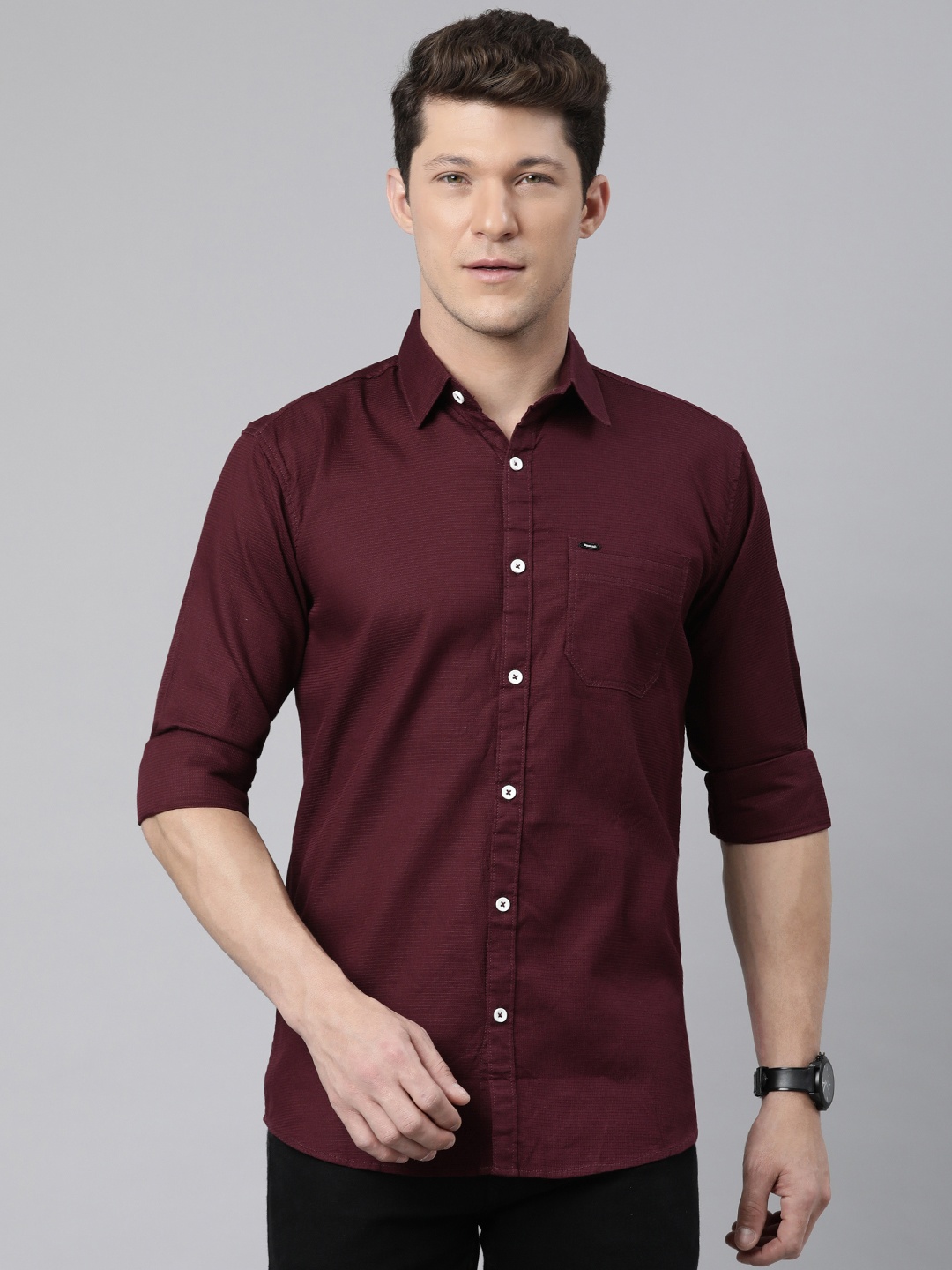 

Majestic Man Comfort Slim Fit Micro Checked Shirt, Maroon