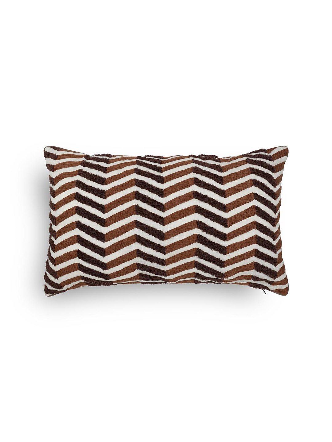 

ONSETHOMES raunak Brown & Beige Embroidered Rectangle Cushion Cover