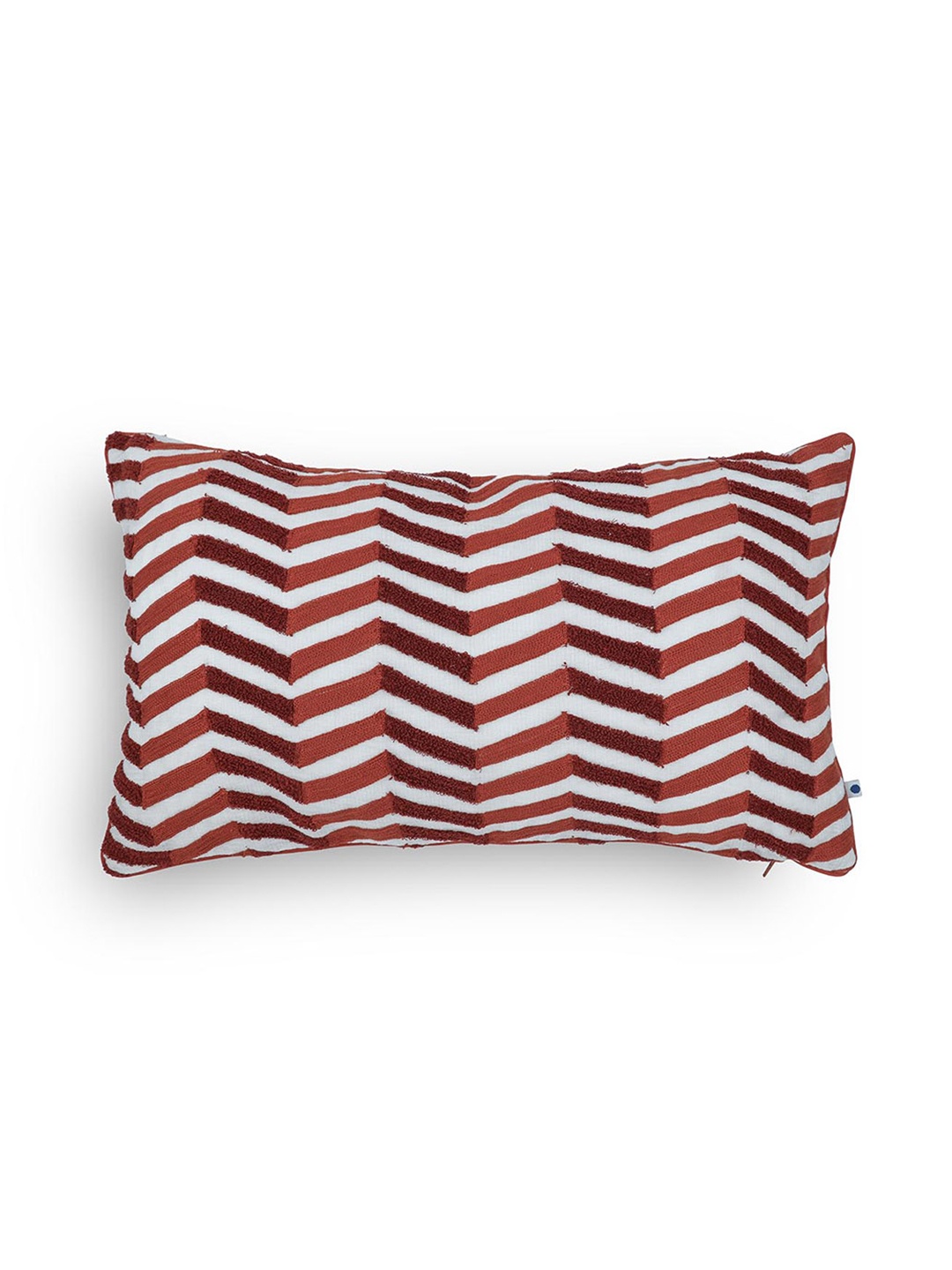 

ONSETHOMES Lahar Rust & White Geometric Embroidered Rectangle Cushion Covers