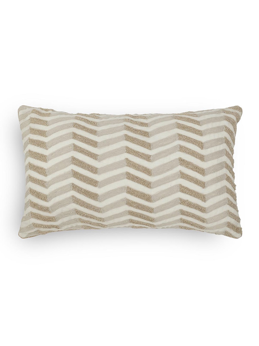 

ONSETHOMES Lahar Cream-Coloured Geometric Embroidered Rectangle Cushion Covers