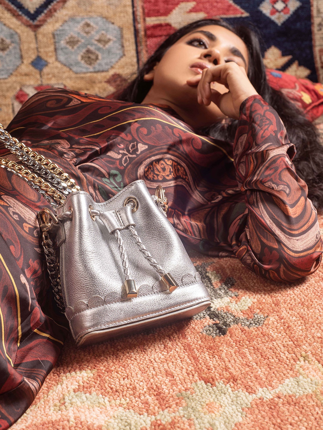 

And Also Textured Leather Structured Sling Bag, Multi