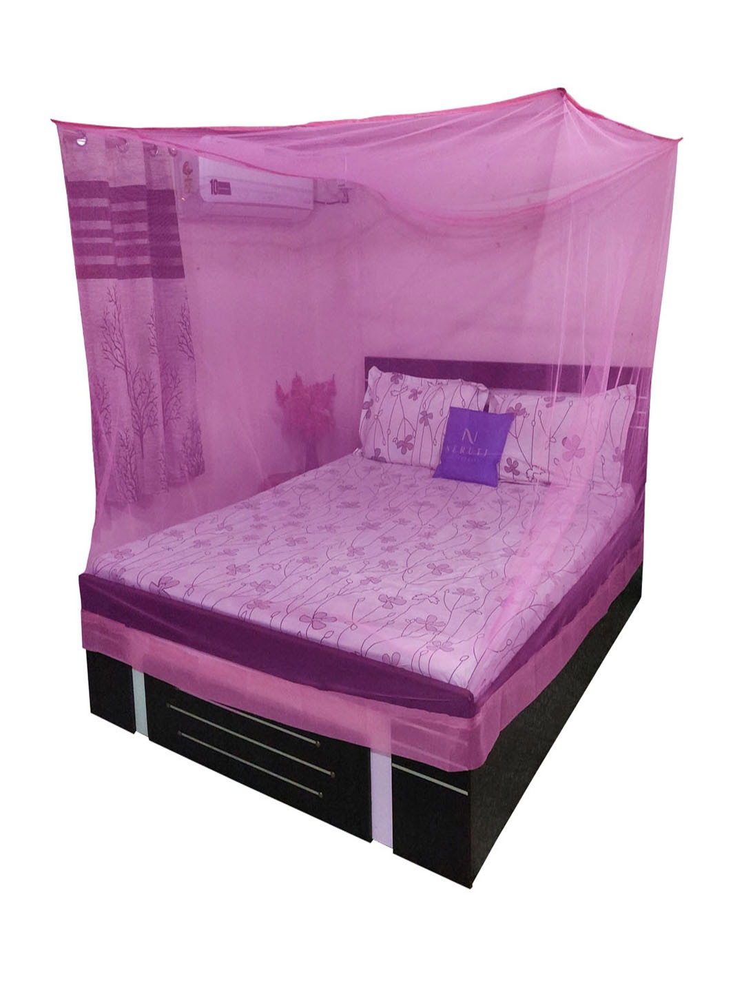 Neruti Enterprise Pink King Size Non-Foldable Hanging Mosquito Net