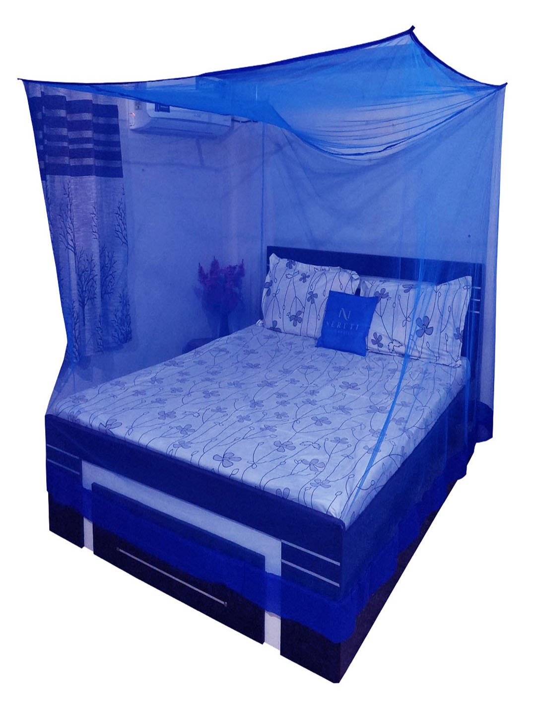 Neruti Enterprise Blue King Size Non-Foldable Hanging Mosquito Net
