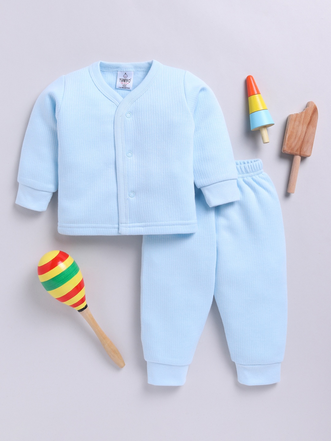 

YK X Tinyo Infant Girls Striped T-shirt with Joggers, Blue