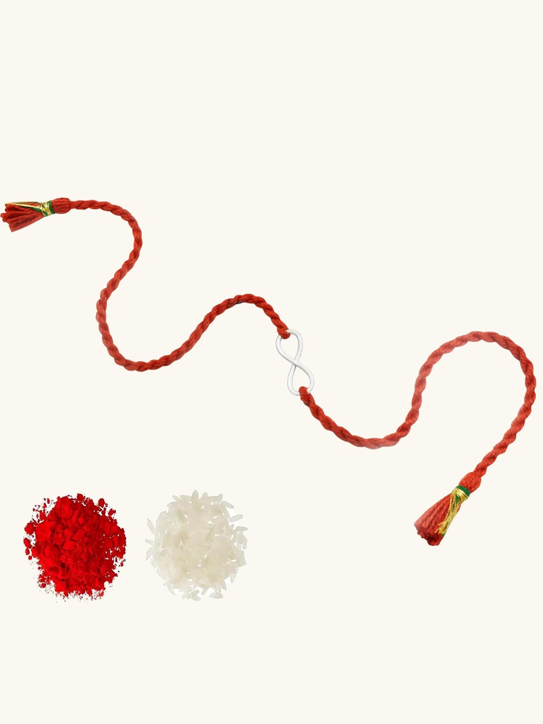

Mabel Rhodium-Plated Rakhi With Roli Chawal, Red