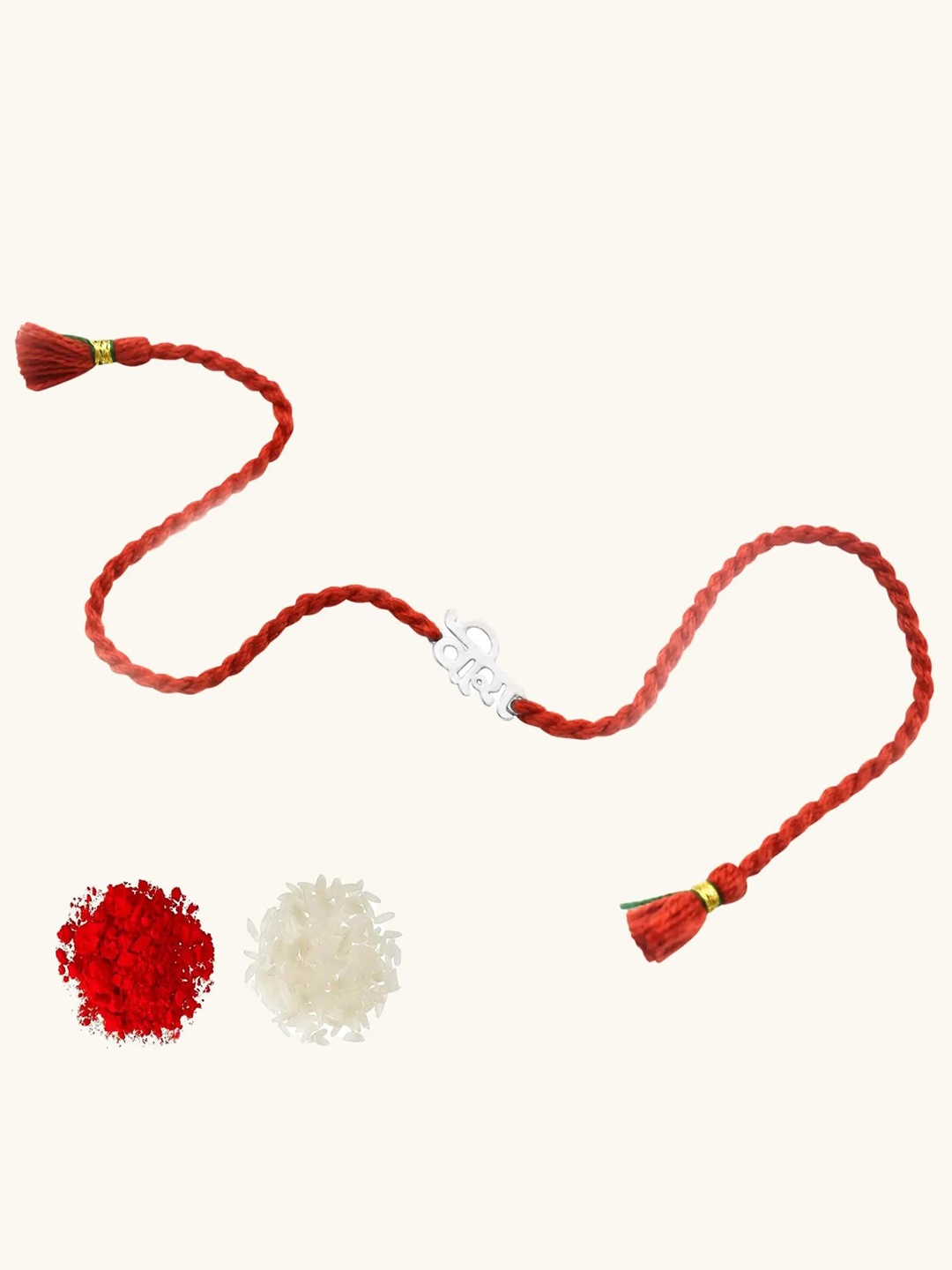 

Mabel Rhodium-Plated Rakhi With Roli Chawal, Red