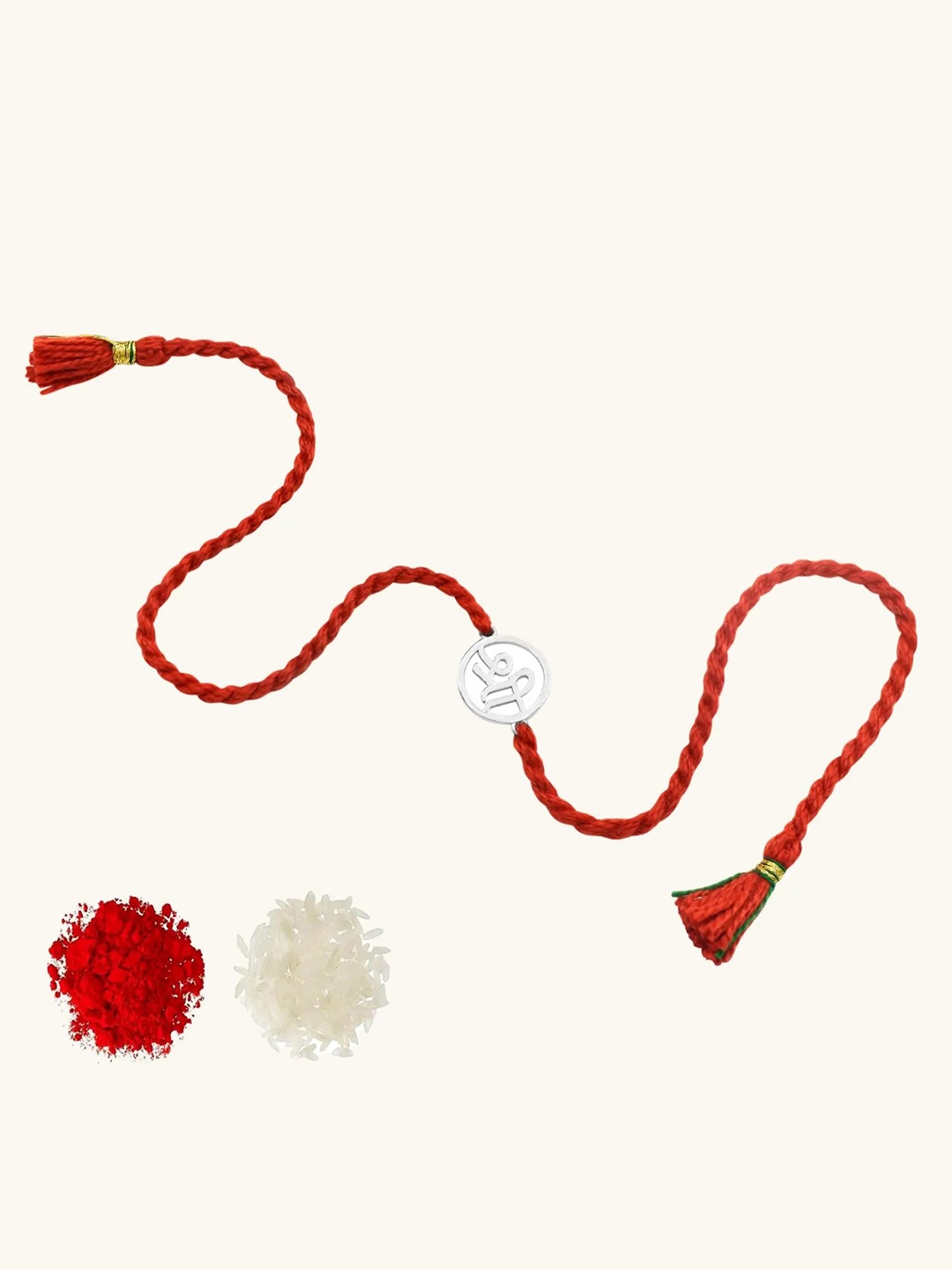 

Mabel Rhodium-Plated Thread Rakhi, Red