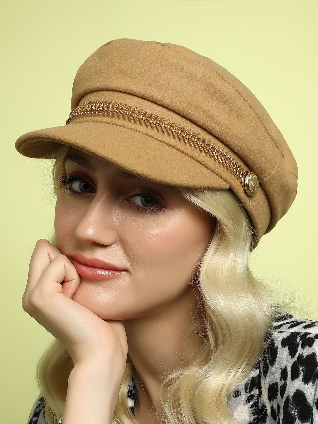 

HAUTE SAUCE by Campus Sutra Women Embroidered Ascot Cap, Beige