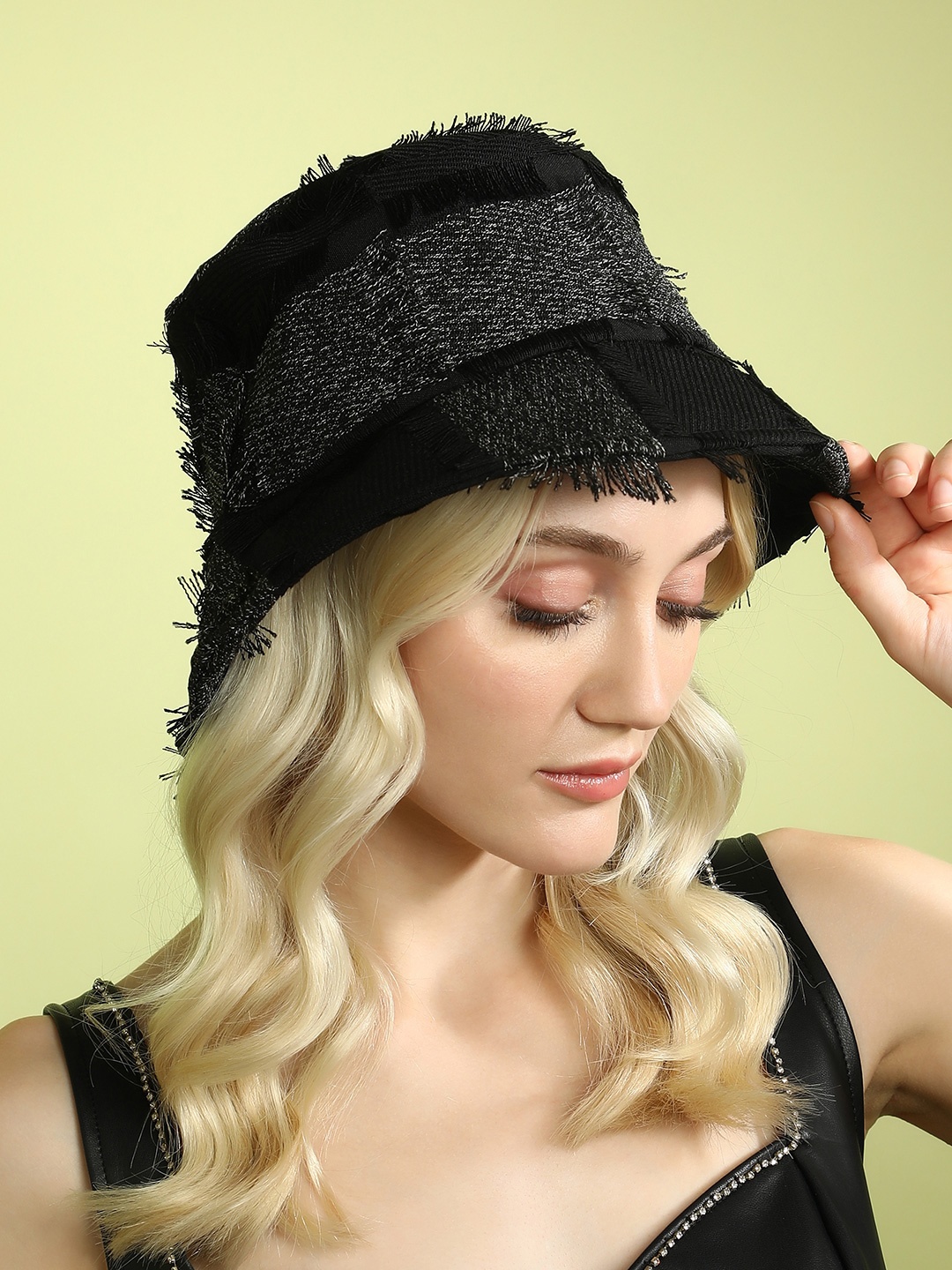 

HAUTE SAUCE by Campus Sutra Women Black Self Design Bucket Hat
