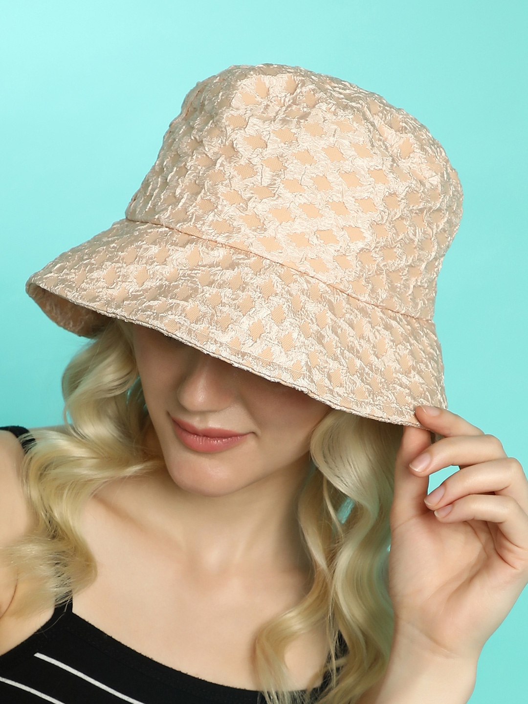 

HAUTE SAUCE by Campus Sutra Women Beige Self Design Bucket Hat