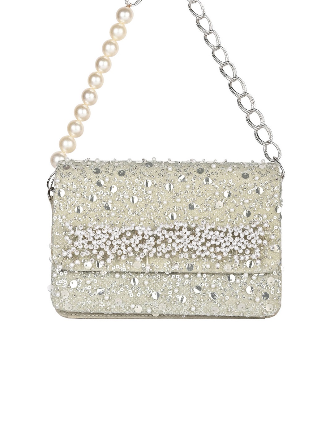 

Rocia Embellished Box Clutch, Silver