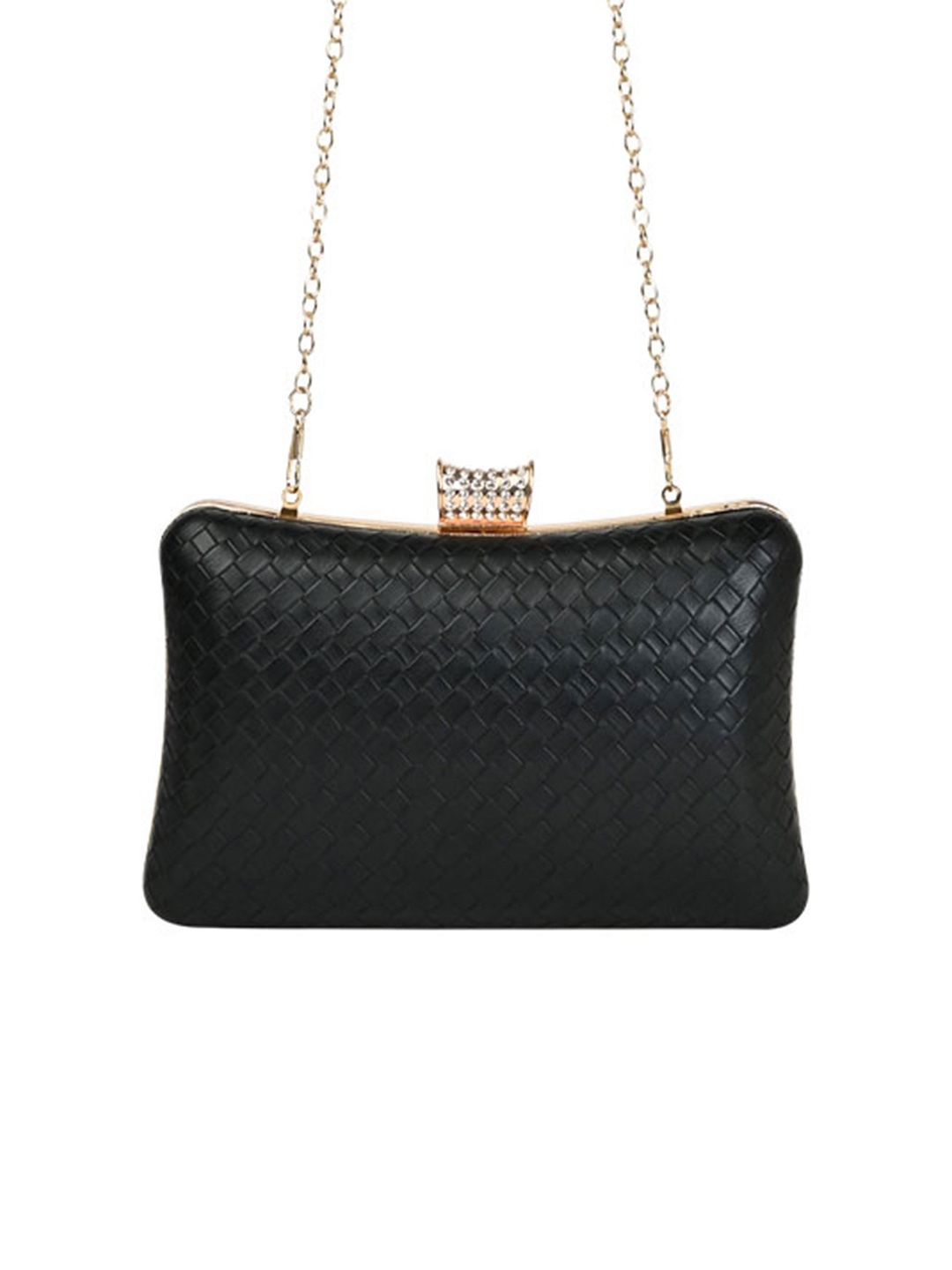 

Rocia Textured Box Clutch, Black