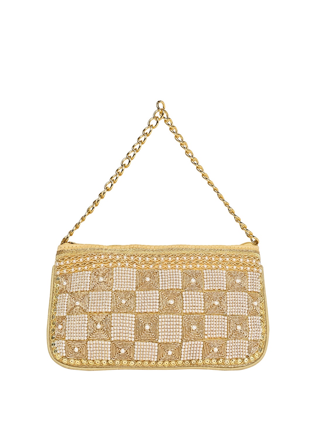 

Rocia Embroidered Wristlet Clutch, Gold