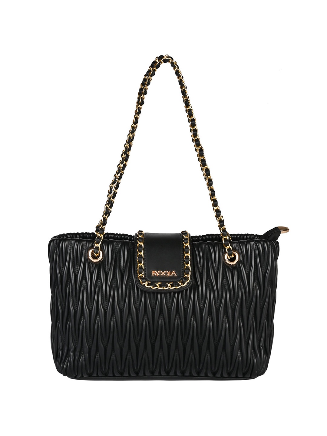 

Rocia Textured PU Structured Shoulder Bag with Quilted, Black