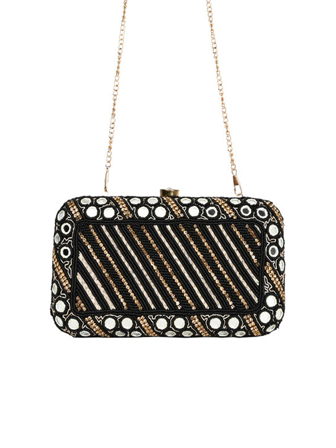 

Rocia Embroidered Box Clutch, Black