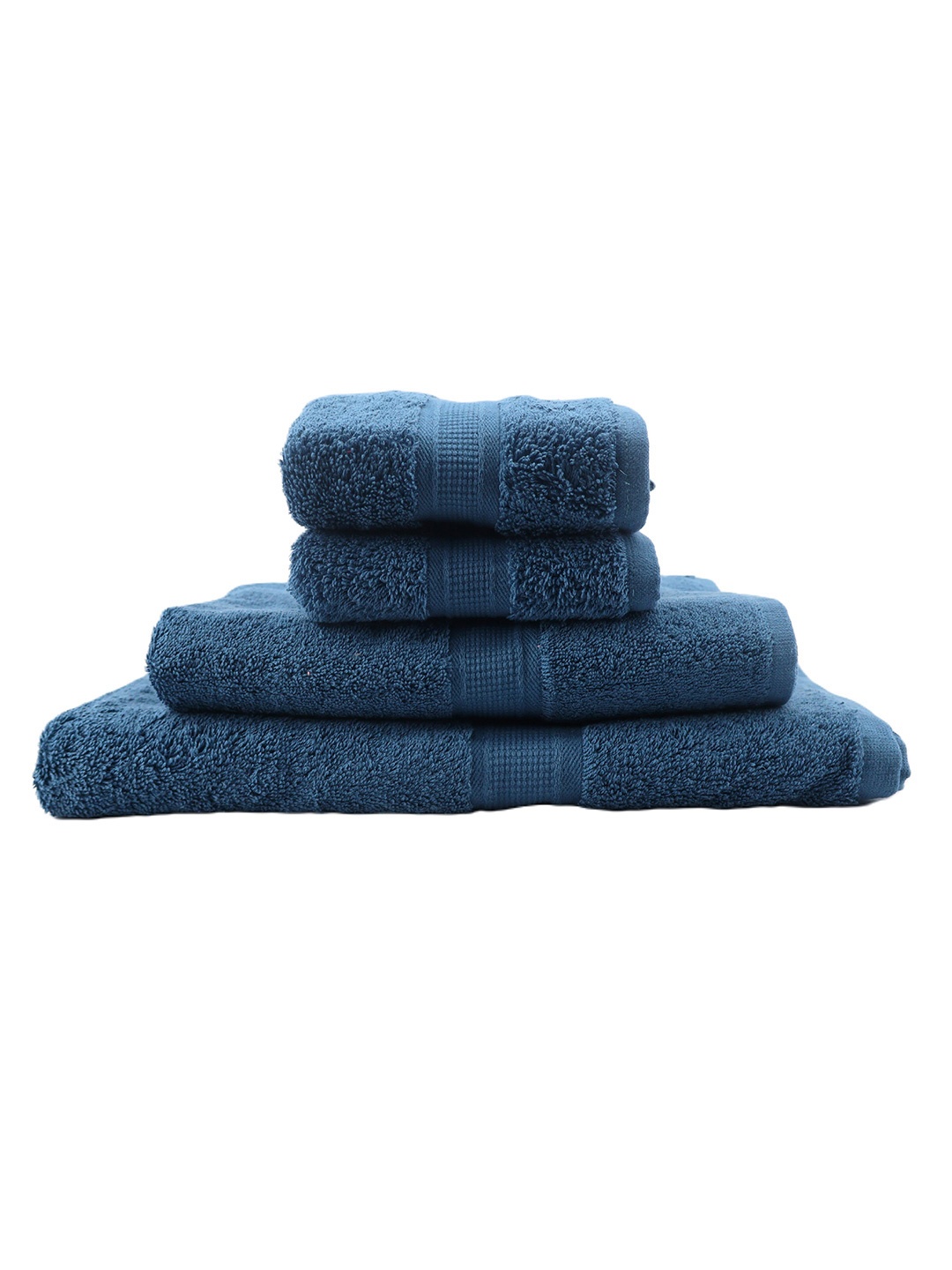 

BOMBAY DYEING Navy Blue 4 Pieces Pure Cotton 550 GSM Towel Set