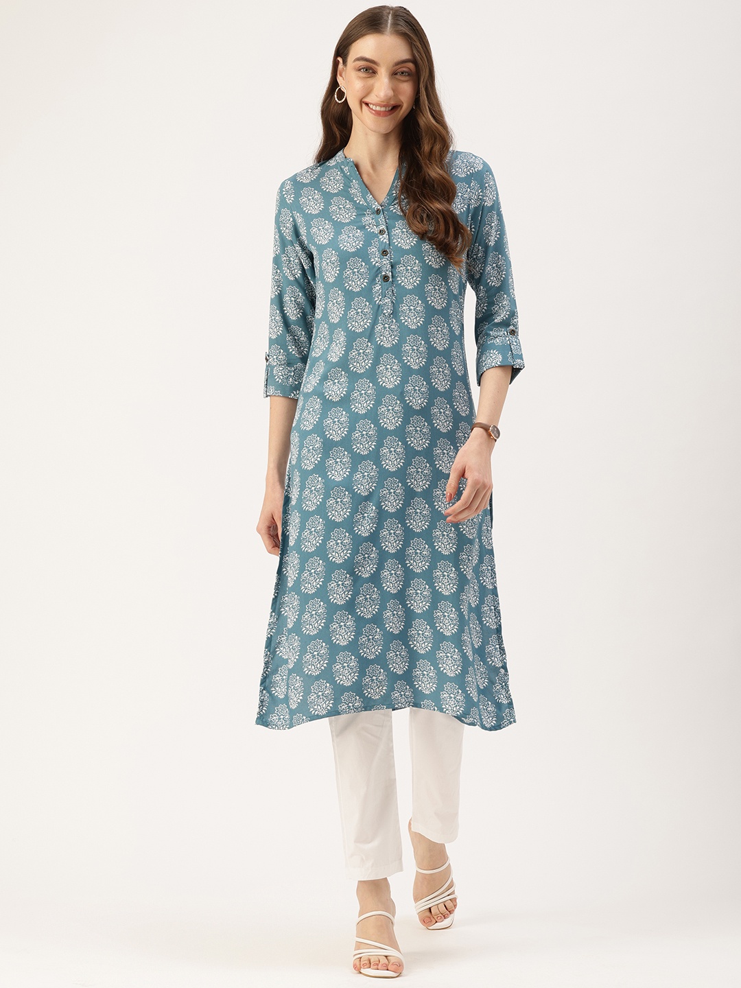 

AMUKTI Women Ethnic Motifs Printed Kurta, Blue