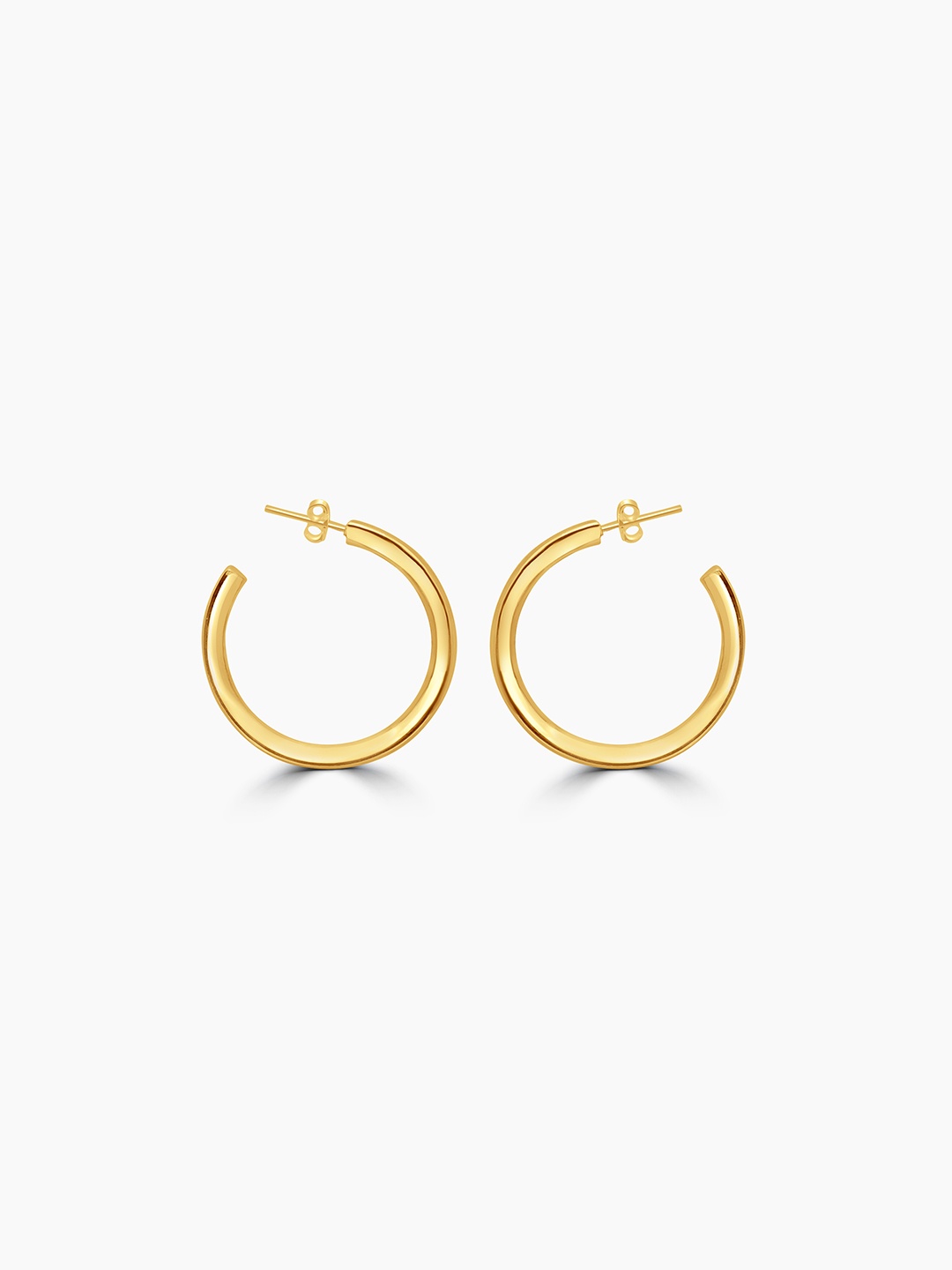 

925 SILLER Pure Silver Gold Plated Round Hoop Earrings