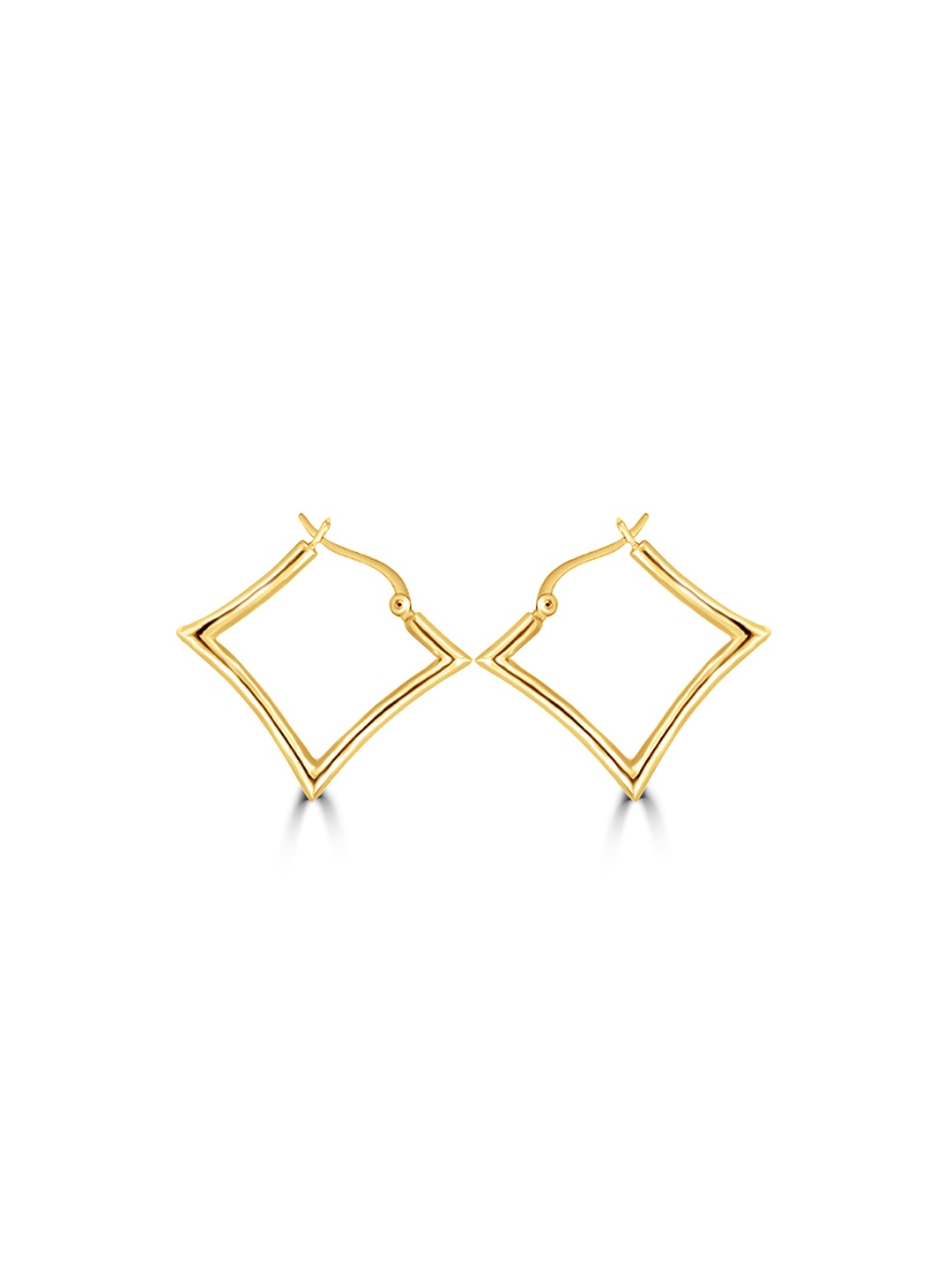 

925 SILLER Pure Silver Gold Plated Geometric Hoop Earrings