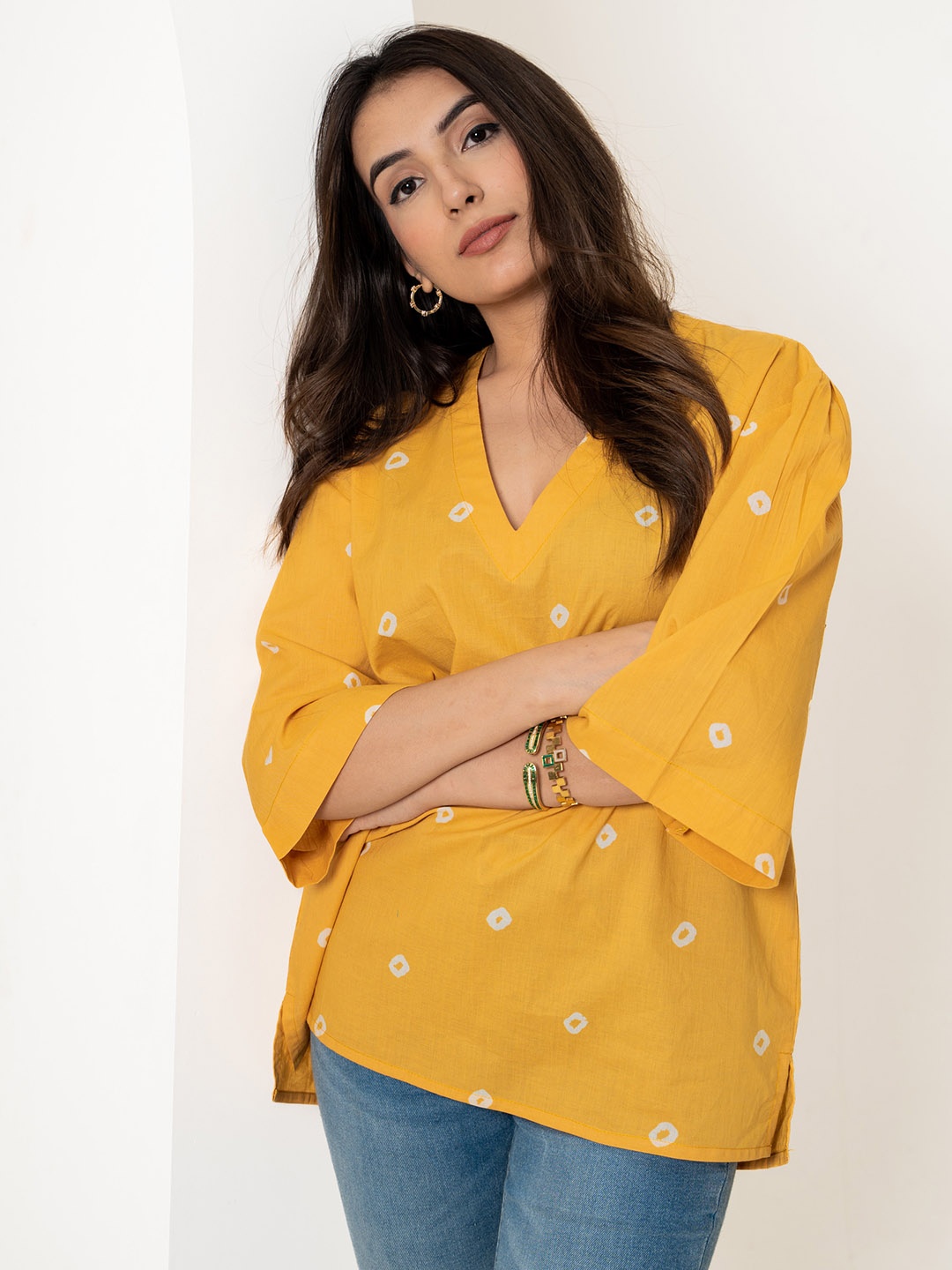 

GulaboJaipur Print Cotton Top, Yellow