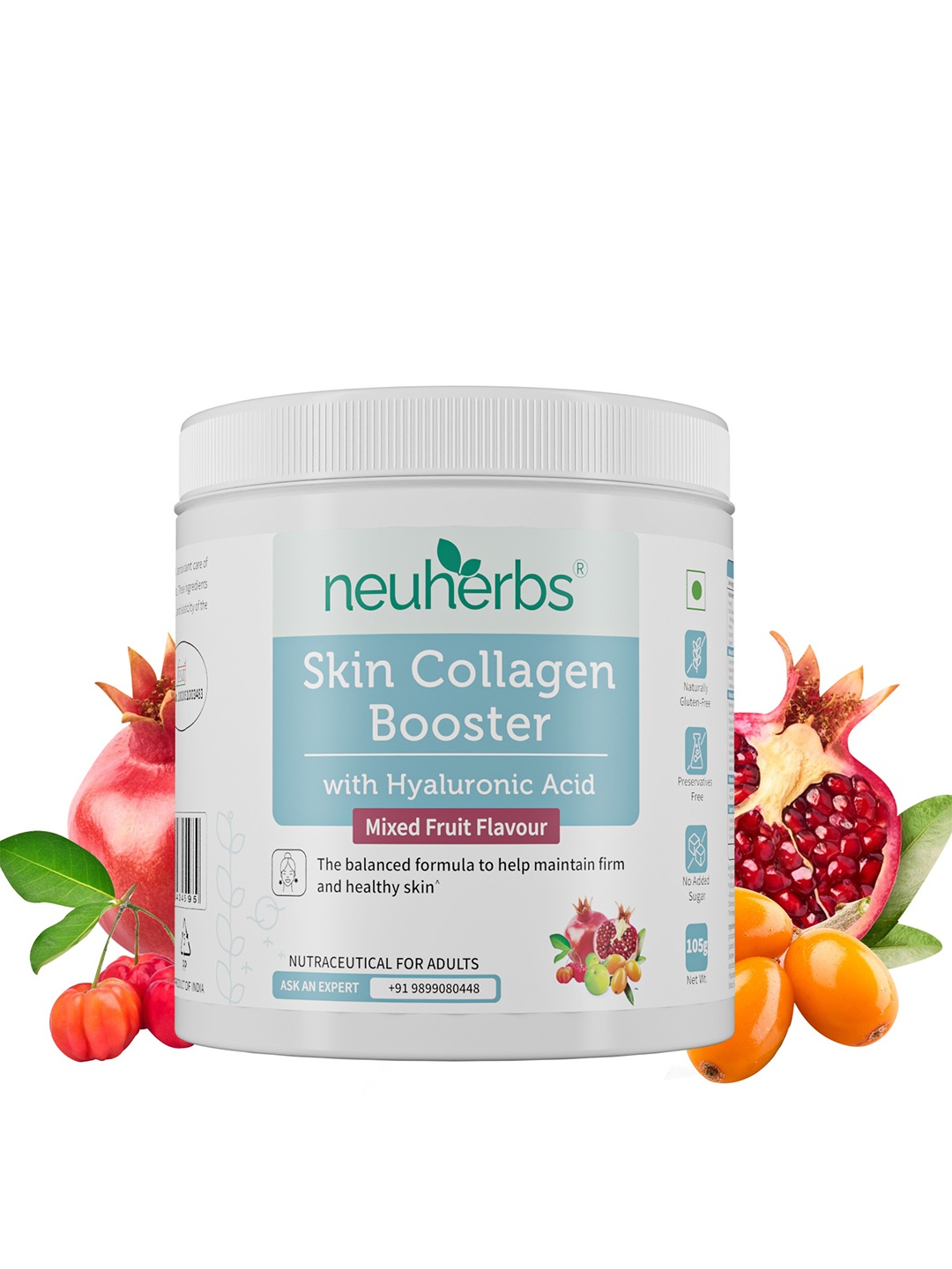 

Neuherbs Skin Collagen Booster - 105g - Mixed Fruit Flavor, White