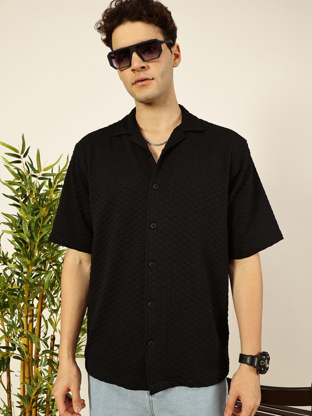 

Thomas Scott Men Premium Opaque Casual Shirt, Black