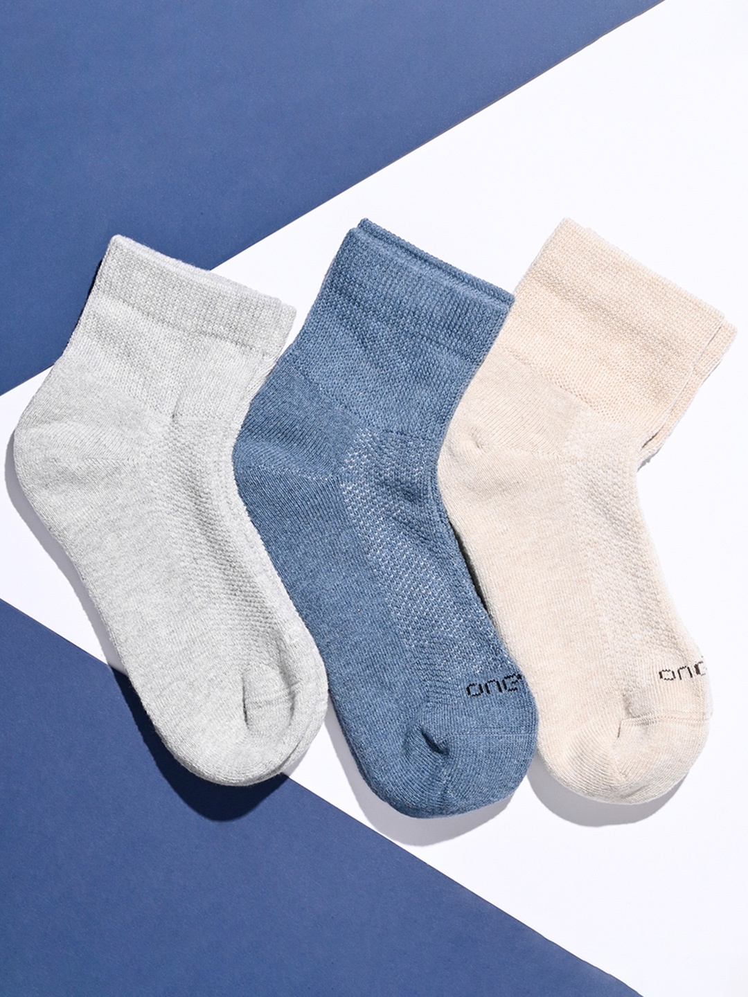 

One8 Men Pack Of 3 Cotton Ankle Length Socks, Beige